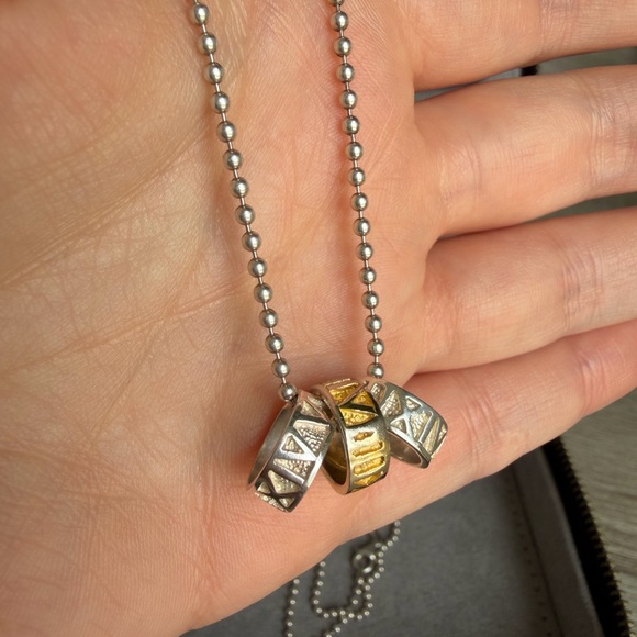 M&Co Jewelry - Atlas 3-Ring Pendant on M&Co Beaded Necklace Sterling Silver 925